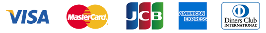 VISA、mastercard、JCB AMERICAN EXPRESS、Diners Club INTERNATIONAL